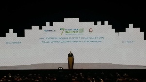 İlham Əliyev BMT-nin Sivilizasiyalar Alyansının VII Qlobal Forumunun rəsmi açılışında iştirak edir