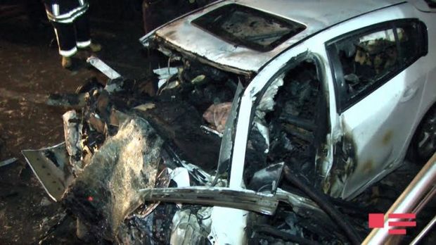 Bakıda ağır qəza: Sürücü “Chevrolet”də yanaraq öldü