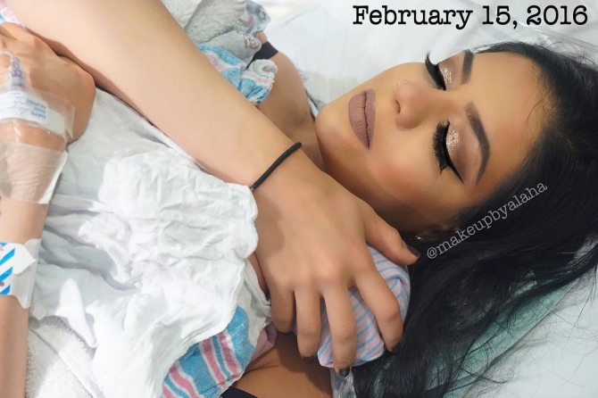 Doğuş sancısı çəkə-çəkə özünü makiaj etdi