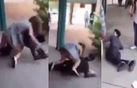 Tələbə qız ona sataşan oğlanı döydü