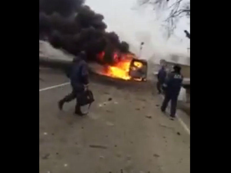 Polis postu yanında partlayış: Azərbaycana gələn yol bağlandı