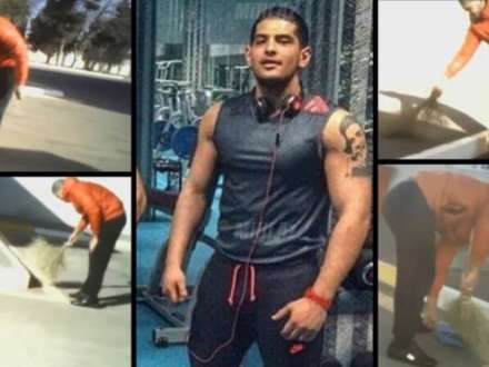 Adam döyən general qohumunun həbsxanada süpürgə ilə fotoları