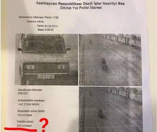 180-dan o yana gedə bilməyən maşını 230-la radara saldılar