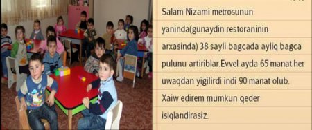 38 saylı uşaq bağçasında “böhranla əlaqədar” bahalaşma başladı