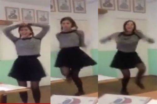 Məktəbli qızın sinifdə rəqsi rekord vurdu