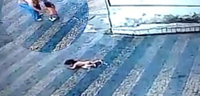 ŞOK KADRLAR: 14 aylıq qızı Tanrı qorudu