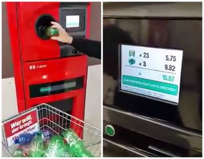 Bu aparat plastik su qablarını pula çevirir