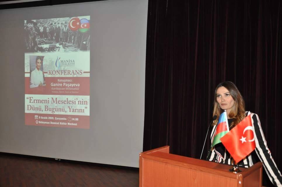 Millət vəkili Manisa Universitetində Ermənistanın işğalçılıq siyasətindən danışıb