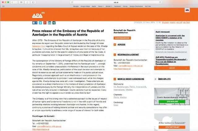 Xədicə İsmayılova ilə bağlı bəyanata