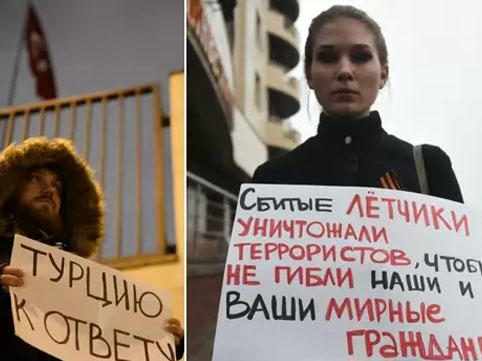 Türkiyənin Rusiyadakı səfirliyi önündə aksiya