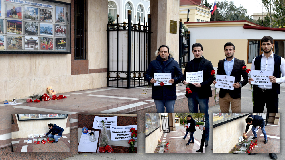 ASGA üzvləri Rusiya səfirliyi önündə avia qəzada həlak olanların xatirəsini anıblar
