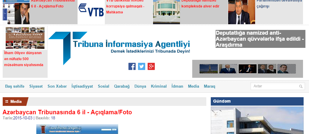 6 yaşlı Tribuna İnformasiya Agentliyi