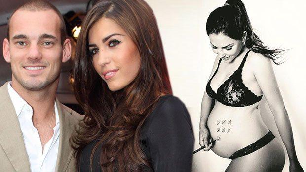 Futbolçunun hamilə həyat yoldaşından yarıçılpaq