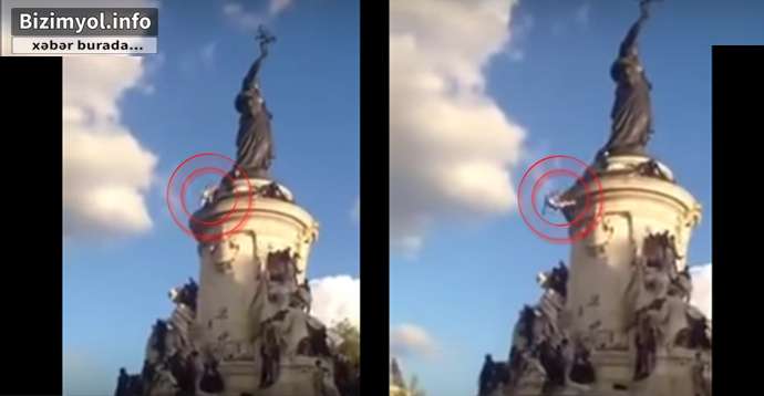 15 metrlik heykəldən yıxıldı