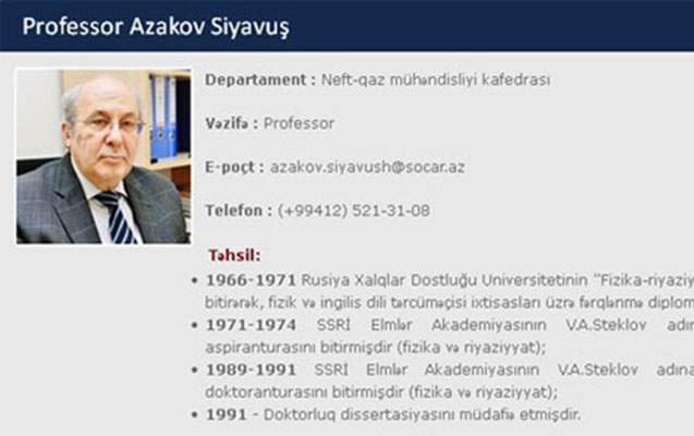 Bakı Ali Neft Məktəbinin professorunun övladları