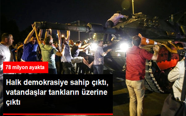 Xalq Ərdoğanın müdafiəsinə qalxdı, tankların üzırinə yeridi