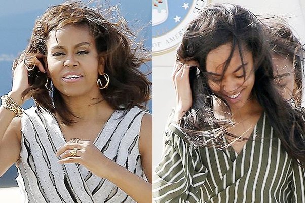 Külək Obamanın xanımı və qızlarını pis vəziyyətdə qoydu