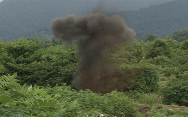 Astara sakininin həyətində top mərmisi partladıldı