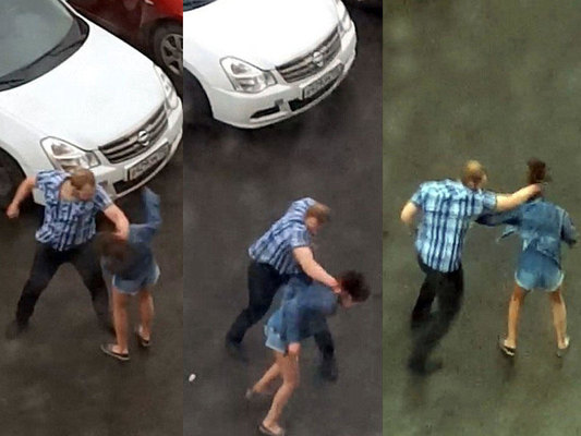 Şok kadrlar: sevdiyi qadını vurub yerə sərdi