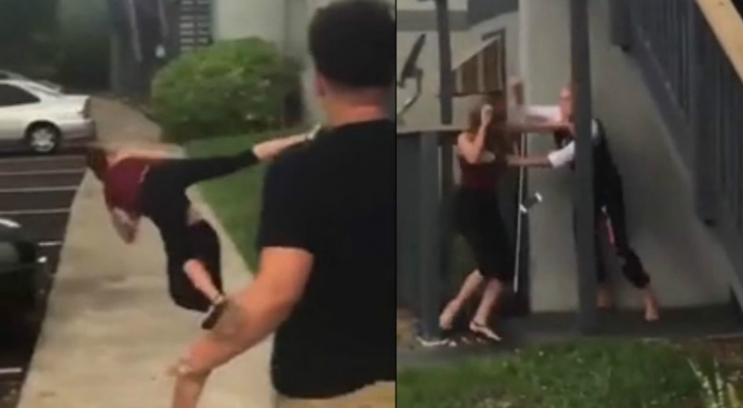 Qadınların ölümcül davası kameraya düşdü (VİDEO)