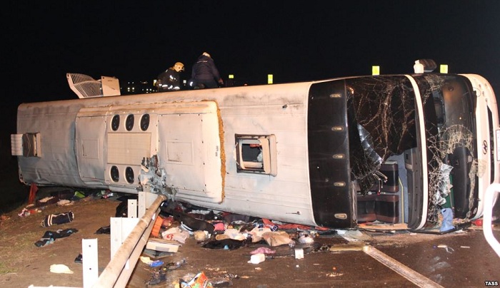 Moskva-İrəvan avtobusunda qəza: 5 ölü,25 yaralı