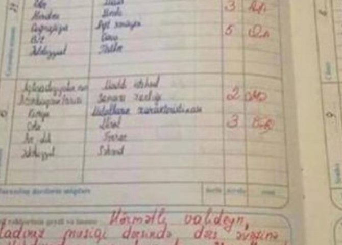 Məktəblinin gündəliyinə yazılan qeyd: paylaşım rekord qırdı - FOTO