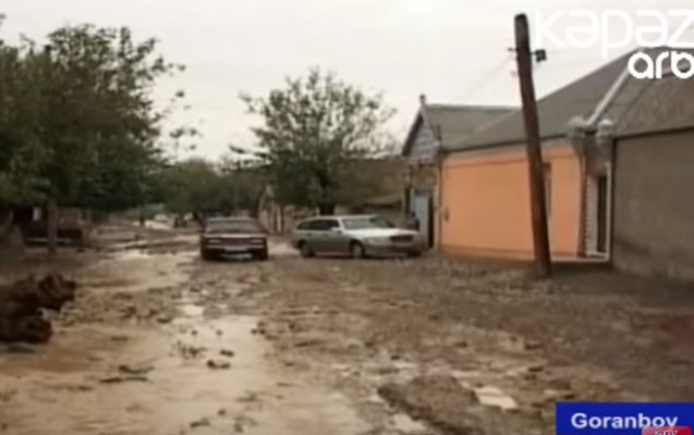 Goranboyda çay daşdı, evlərə ziyan dəydi - Video + Fotolar