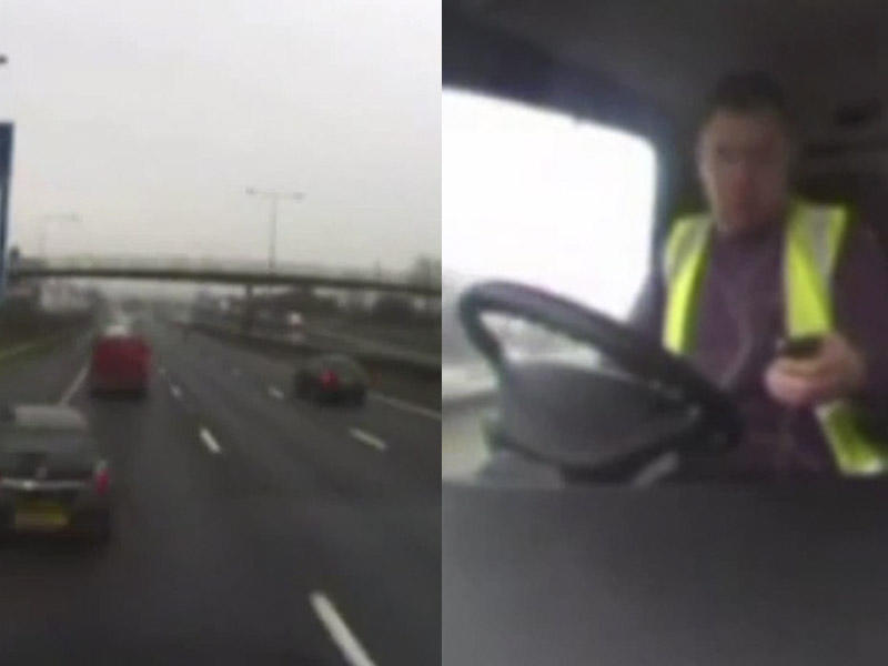 Telefona başı qarışan sürücü DƏHŞƏTLİ QƏZA törətdi - VİDEO