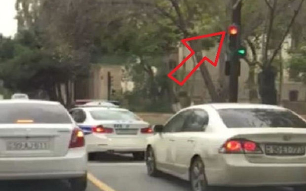 Bakıda yol polisinin qayda pozuntusu kameraya düşdü — VİDEO