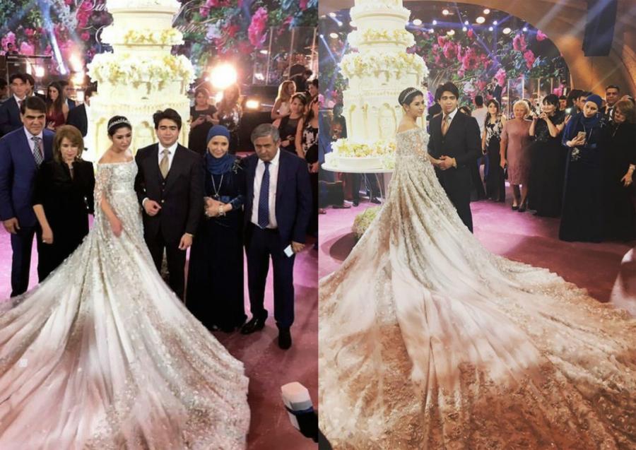 Biznesmenin qızı 1 milyonluq gəlinlik geyindi - FOTOLAR