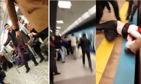 Metroda qanlı dava - Qatara girdi, əvvəl bıçaq, sonra isə tapança... - VİDEO