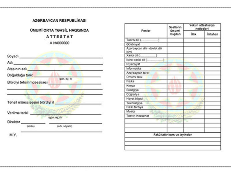 IX və XI sinif məzunları üçün yeni attestatlar