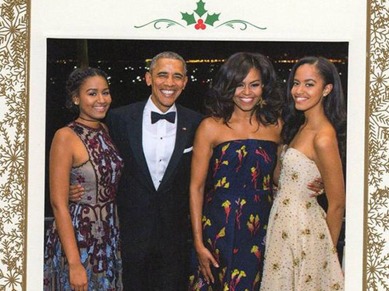 Obama və ailəsi sonuncu açıqcasını hazırlatdı - FOTO