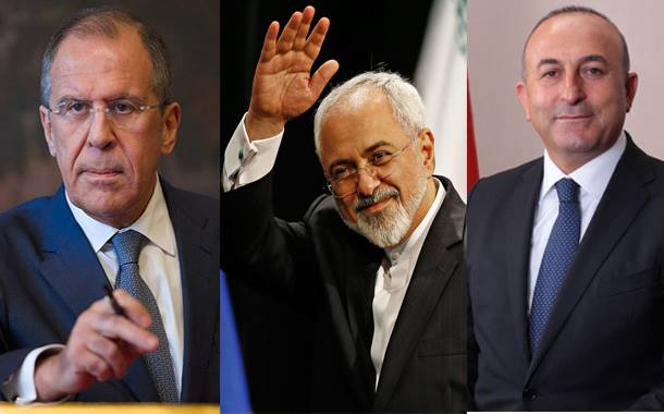 Lavrov, Zərif və Çavuşoğlu Suriya ilə bağlı birgə qərar qəbul etdi — VİDEO