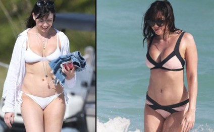 Kiçik ölçülü bikini geyindiyi üçün pis vəziyyətə düşdü - fotolar