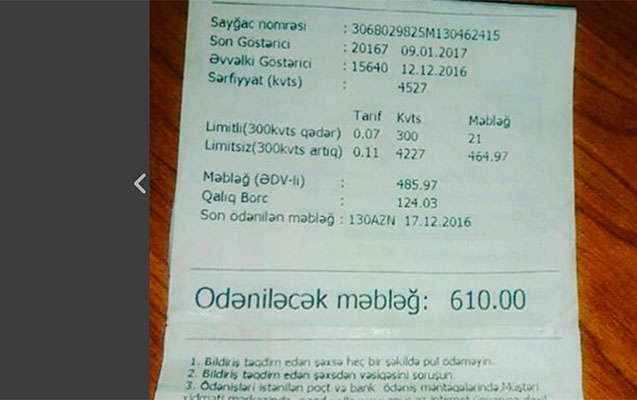 Yeni “İşıq pulu” qəbzləri ilə bağlı hansı şikayətlər var?