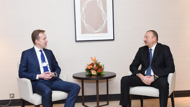 İlham Əliyevin Davosda Norveçin xarici işlər naziri ilə görüşdü