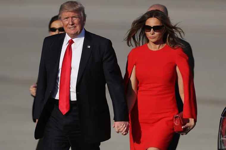 Melaniya Tramp üzə çıxdı — Hava limanında ərini öpdü