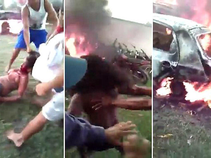 Şok kadrlar: 2 yaşlı uşağı öldürən qadını yandırdılar - VİDEO+18