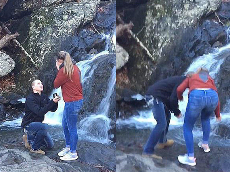 Evlənmə təklifində üzük suya düşdü - FOTOLAR