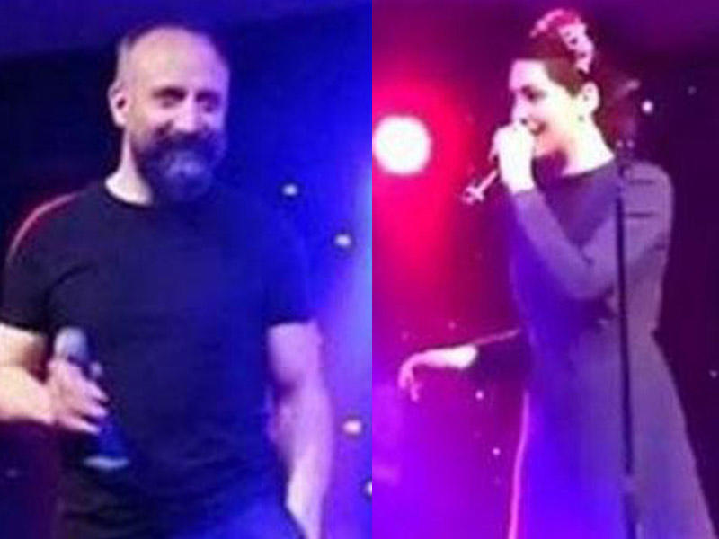 Bergüzar səhnədə əri ilə 