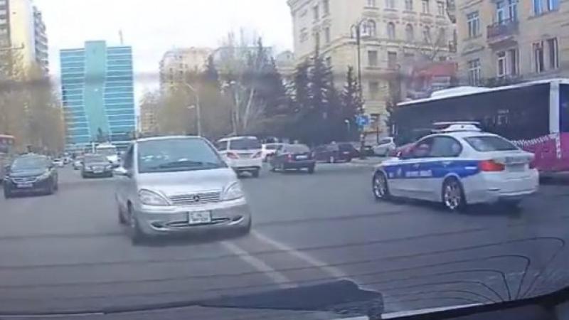 Bakının ən qəzəbli sürücüsü yol polisini saymadı - VİDEO