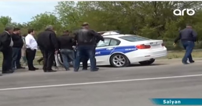 Azərbaycanda yol polisi maşının düşdüyü dəhşətli qəzanın görüntüləri - VİDEO