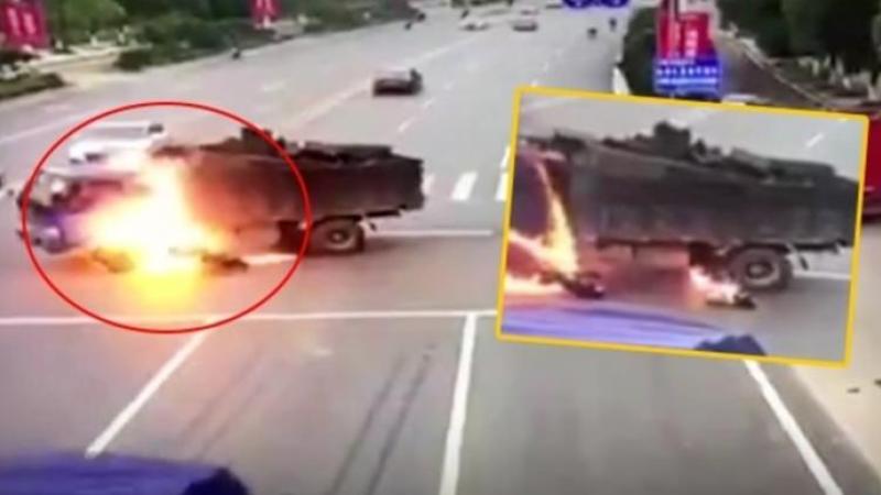 Motosiklet sürücüsü faciəyə səbəb oldu - VİDEO