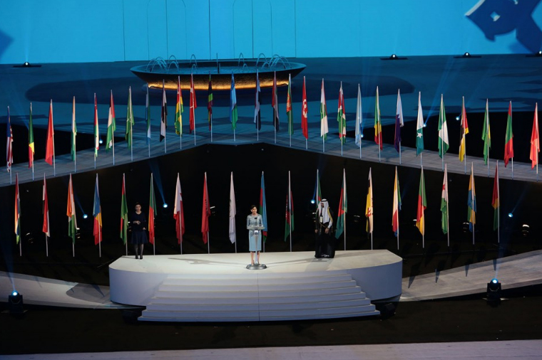 İslam Oyunlarının açılışında Mehriban Əliyeva çıxış edir