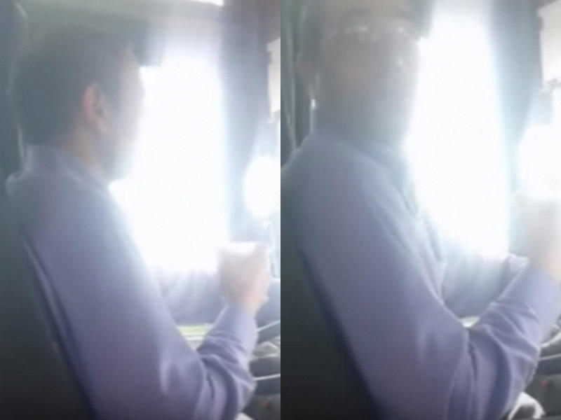 Sürücü çay içə-içə avtobus sürdü - BAKIDA - VİDEO