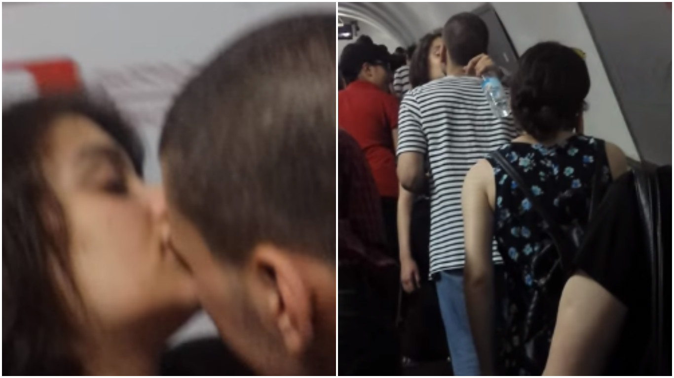 BAKI METROSUNDA EHTIRASLI ANLAR - GƏNCLƏR ÖZLƏRINI 