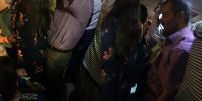 Bakı avtobusunda kişinin qadına qarşı əxlaqsızlığı (FOTO)