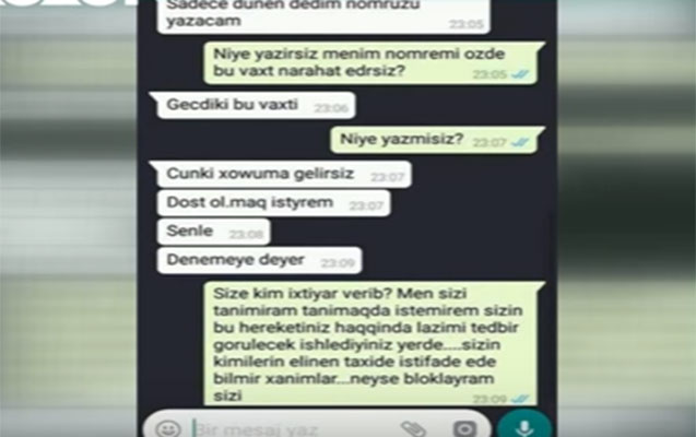 Taksi sürücüsü qadın müştəriyə mesaj yazdı...