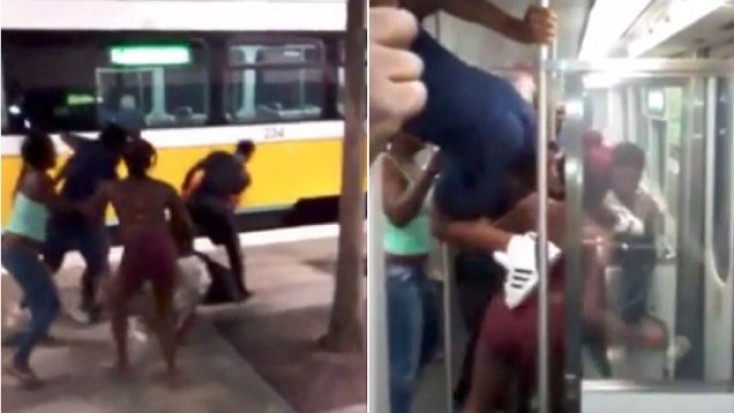 Metroda dava - Qıza söz atan oğlan vəhşicəsinə döyüldü